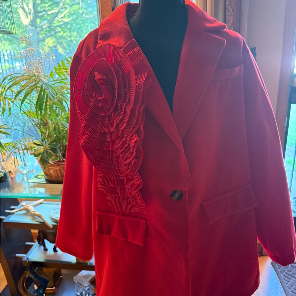 SHEIN Red Blazer with Structured Shoulders
